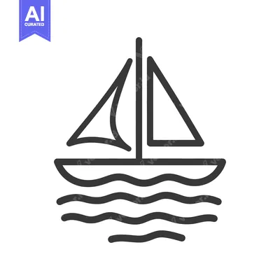 Popular premium asset: Simple illustration depicts a sailboat on gently waving water