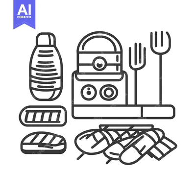 Popular premium asset: An illustration depicting various barbecue grilling related items and