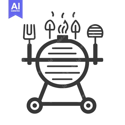 Premium design asset: A stylized image depicting an outdoor grilling barbecue setup
