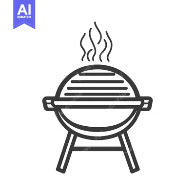Aset premium populer: A simple illustration showing a barbecue grill with smoke rising upwar