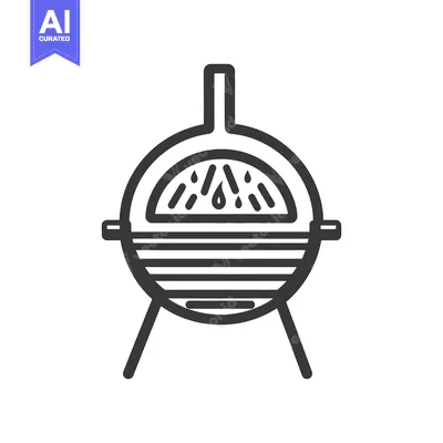 Aset desain premium: A simple black and white line drawing of an outdoor oven
