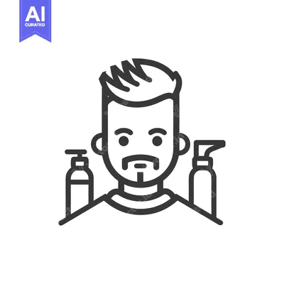 Aset desain premium: A man with product bottles designed in minimalist style