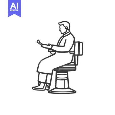 Premium design asset: A barber is seated ready to perform their craft expertly