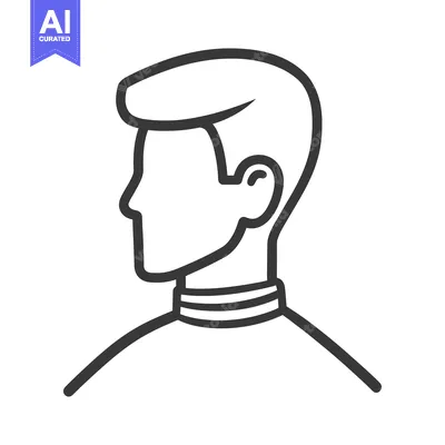Aset premium populer: A Simple Line Drawing Depicting A Human Head Profile
