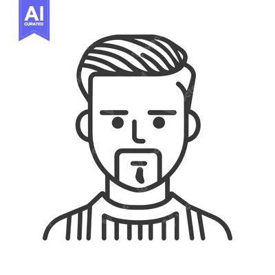 Aset desain premium: A simple black and white drawing of a human male face