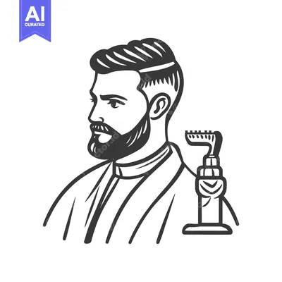 Popular premium asset: A barber portrait with tools for grooming and hair styling