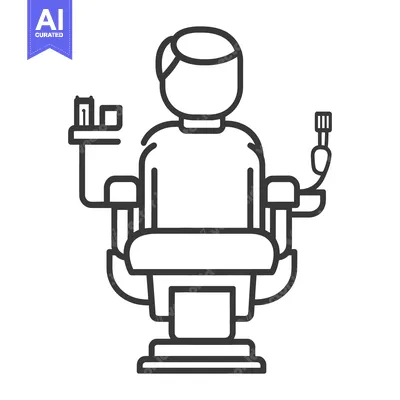 Aset premium populer: A person sitting in a chair with dental tools depicted