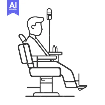 Premium design asset: A person is seated in a chair near a dental examination light