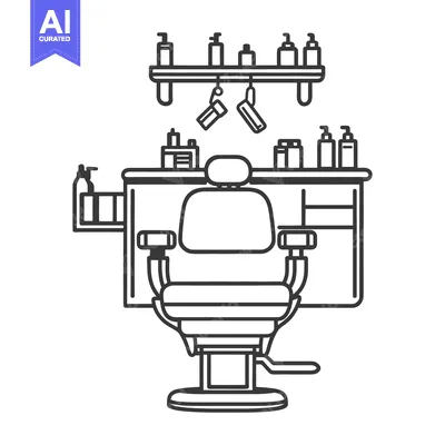 Aset premium populer: A barbershop chair with the equipment and supplies in view