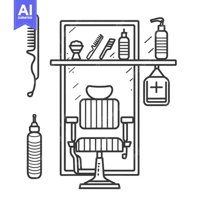 Popular premium asset: A stylized illustration of a barber shop interior and its tools