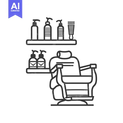 Aset premium populer: A vector illustration representing a barber shop and its equipment