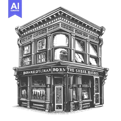 Popular premium asset: A vintage corner building illustration with intricate architectural de