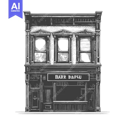 Premium design asset: A detailed illustration of an old storefront building with windows