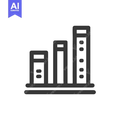Aset desain premium: Ascending Bar Graph Icon with Data Points, Dark Gray on White Backgrou