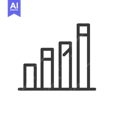 Aset premium populer: Ascending Bar Graph Icon with Cutout, Isolated on White