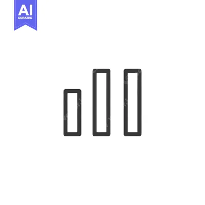 Aset desain premium: Three vertical bars represent visual data or signal strength icon