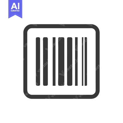 Premium design asset: Minimalist Barcode Icon:  Rounded Square Frame, Gray Scale, Simple Des