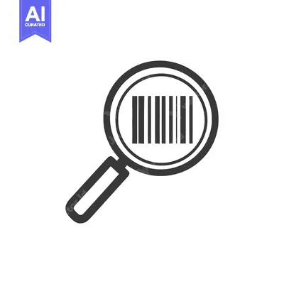 Aset desain premium: Barcode Under Scrutiny: Magnifying Glass Icon for Product Identificati