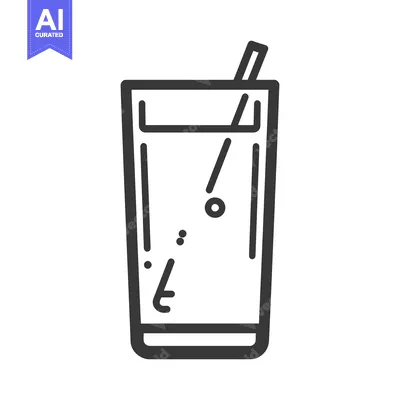 Popular premium asset: Simple black and white illustration of a beverage in a glass