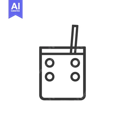 A simple line drawing of a beverage with a straw inside