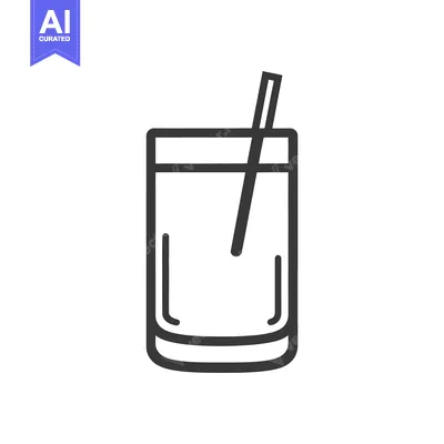 Aset premium populer: A simple graphic icon of a drinking glass with a straw