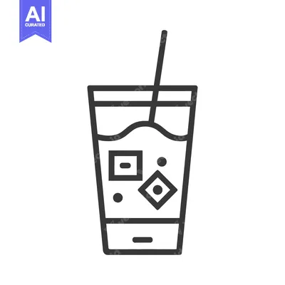 Aset premium populer: A glass filled with liquid ice and a drinking straw