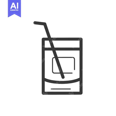 Premium design asset: A simple black and white illustration of a beverage container with str