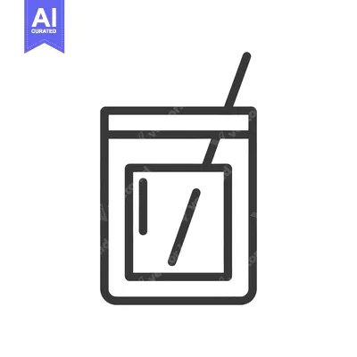 Aset premium populer: A simple line drawing of a drink with a straw inside