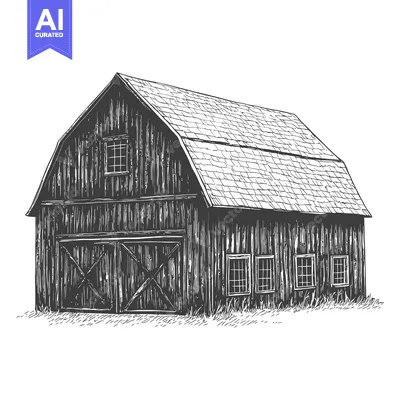 Popular premium asset: The drawing of the barn on a white background