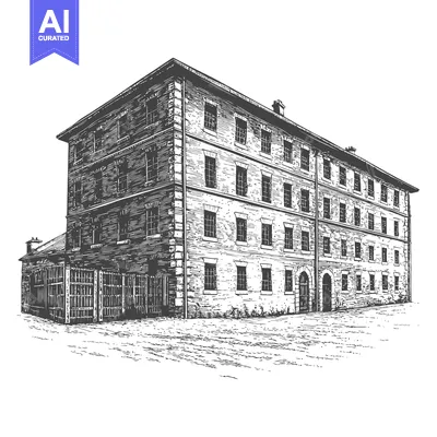 Popular premium asset: A Large Three Story Stone Building with Many Windows