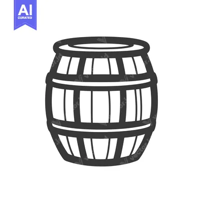 Aset desain premium: A simple illustration of a wooden barrel with staves and hoops