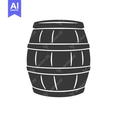 Aset desain premium: A simple illustration showing a wooden barrel with white outlines
