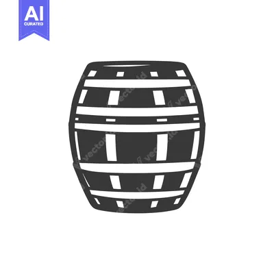Aset premium populer: A monochrome image depicting a detailed wooden barrel