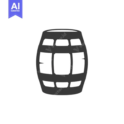 Aset desain premium: An isolated image of a wooden barrel shown in gray tones