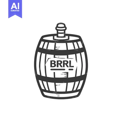 Aset premium populer: A stylized illustration shows an old wooden barrel on white background