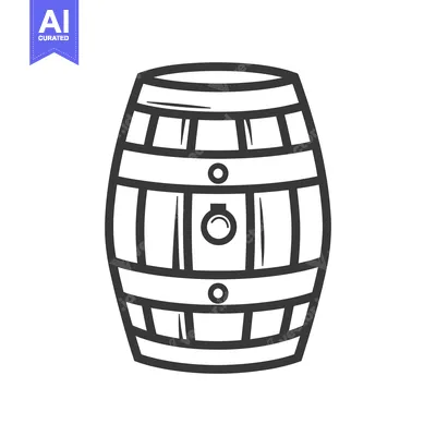 Premium design asset: A simple barrel illustration with black lines and round details