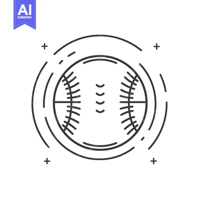 Aset premium populer: A detailed black and white baseball illustration with stitching visibl
