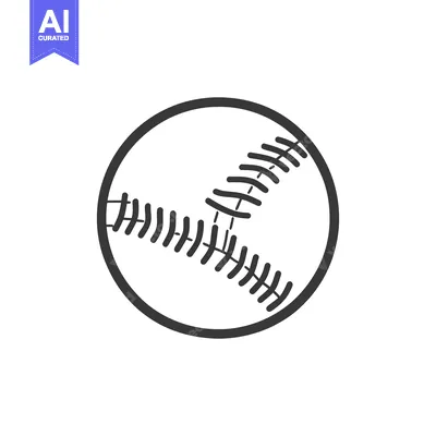 A simple black and white graphic of a baseball design