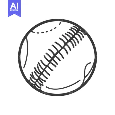Aset desain premium: A simple black and white illustration of a baseball