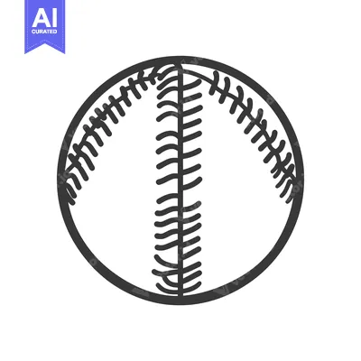 Aset desain premium: A simple black and white illustration of a baseball object