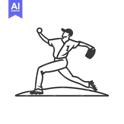 Aset desain premium: Baseball Pitcher Throwing a Ball with Glove