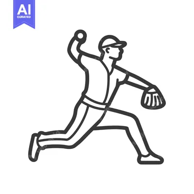 Aset desain premium: Baseball Pitcher Throwing the Ball with Glove