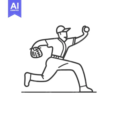 Aset desain premium: Baseball Player Throwing a Ball