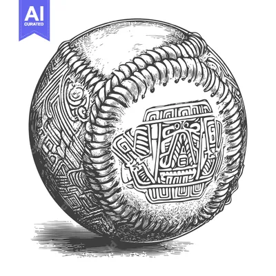 Aset desain premium: Baseball with Mayan-Inspired Design