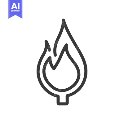 Aset desain premium: A simple stylized outline of a burning flame depicted in a design