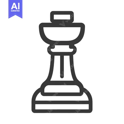 Aset premium populer: A simple minimalist black and white king chess piece icon