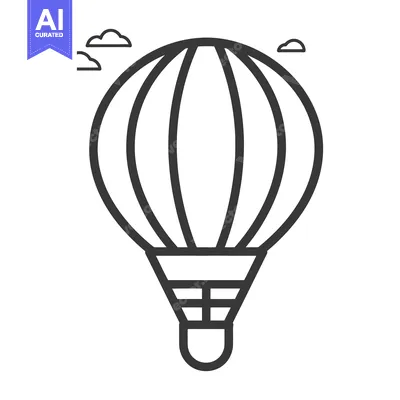 Popular premium asset: A black and white line drawing of a hot air balloon