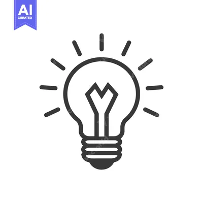 Aset desain premium: A simple image of an illuminated lightbulb on white