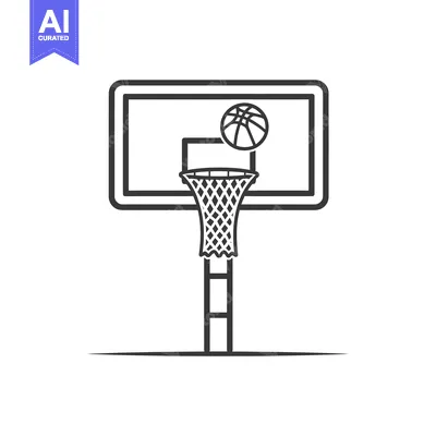 Aset desain premium: Basketball going through a hoop on a basketball stand