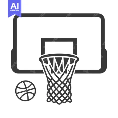 Basketball Hoop and Ball Icon Illustration